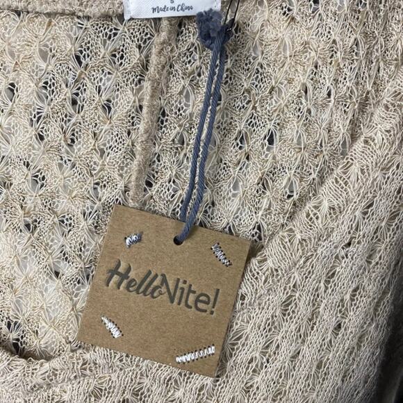 HelloNite natural chunky knit semi sheer oversized boxy split back top. size S - Picture 10 of 10